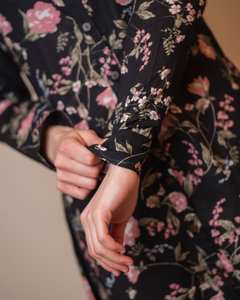 Robe boutonnée Rosanna imprimée à la main, coton bohème, décontractée, vacances, printemps, été - Product Image 2