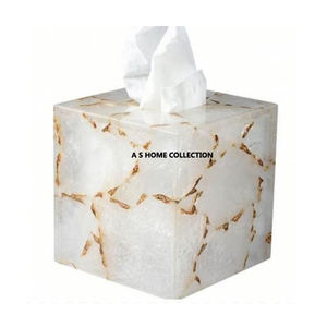 Boîte à mouchoirs de table en métal de forme carrée et porte-mouchoir en couleur peint à la main - Product Image 2