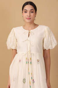 Media manga moderno elegante ucraniano bordado Maxi Vestido Mujer Casual suave único tejido encaje dulce Midi regalo Original - Product Image 4