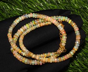 สร้อยโอปอล์เหลี่ยมเพชรพลอยจากโอปอลจากเอธิโอเปียธรรมชาติพร้อมส่งสร้อย42.45กะรัตพร้อมลูกปัดสีรุ้ง - Product Image 5