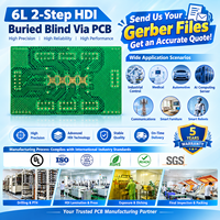 Carte PCB 6 couches 2 étapes HDI à vias blindés intégrés, haute précision, pour applications automobiles, médicales, serveurs IA, contrôle industriel, expédition rapide, Guangdong