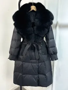 Parkas matelassées décontractées à capuche longue imperméables de haute qualité, fourrure de renard, femmes, couleur personnalisée, chaudes, 100% polyester, personnalisables - Product Image 2