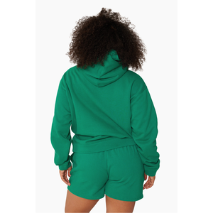 Conjunto de Sudadera con Capucha y Pantalones Cortos Casuales de Invierno para Mujer, 100% Algodón Tejido, Ecológico, Ligero, con Estampado Personalizado y Insignia Frontal - Product Image 2