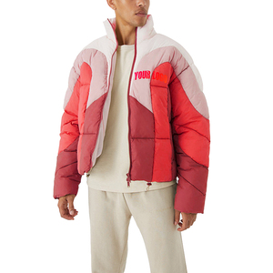 Custom Logo <b>Canvas</b> Stand Collar Front Logo Bubble Men's Winter Thick Warm Oversized Puffer <b>Jacket</b> - Product Image 1