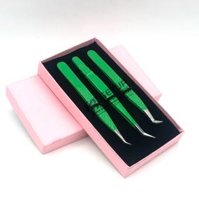 Pinzas para Pestañas GETUP BROSONS IMPEX de Alta Calidad con Recubrimiento en Polvo Color Apio, Punta Dentada Estilo Delfín, Antimagnéticas, 90 Grados, 45 Unidades - Product Image 4