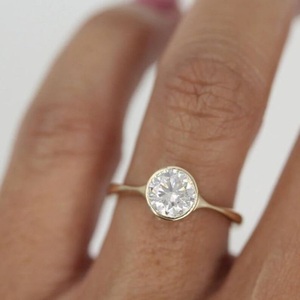 Bague en diamant de laboratoire rond IGI Bague en diamant créée en laboratoire en or 14K pour mariage et bague de fiançailles ou bande - Product Image 3