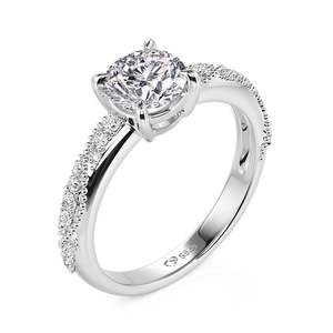 Jeulia Milgrain <b>Wave</b> Pave Round Cut Diamond Engagement <b>Ring</b> - Product Image 2