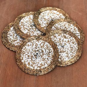 Vintage Style Seed Beads <b>Coaster</b> Embroidery Craft Design Designer <b>Beaded</b> Embroidery <b>Coaster</b> Seed Beads Table Decor - Product Image 3