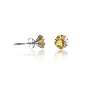 18K Gold Plated Quartz and Diamond Drop Earrings with Citrine 925 <b>Silver</b> <b>Stud</b> Gemstone Jewelry for Women - Product Image 4