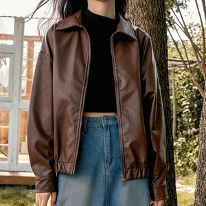 แจ็กเก็ตมอเตอร์ไซค์สำหรับผู้หญิงแจ็กเก็ตมอเตอร์ไซค์หนัง PU หลายซิปทรงพอดีตัว - Product Image 1
