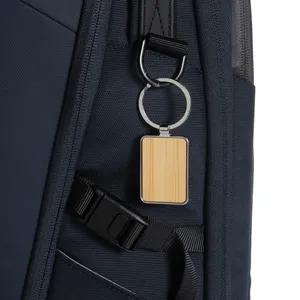 Portachiavi Ecologico Rettangolare in Zinco e Bambù, Moschettone e Gadget Promozionali Eco-Friendly - Product Image 5