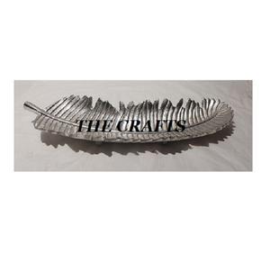 Plateau de courtoisie en aluminium couleur argent Taille et forme personnalisées Plateau de service à dessert Plat à feuilles pour décoration de table - Product Image 5