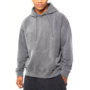 Prix de gros 2025, sweats à capuche oversize pour hommes en molleton 100% coton, lavage à l'acide, logo personnalisé brodé de haute qualité - Product Image 1