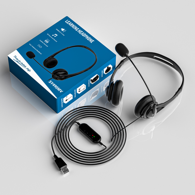 Hot ODM  Type C USB Earpiece Over-Ear Telephone Headset Condenser Microphone Leather for Mobile Call