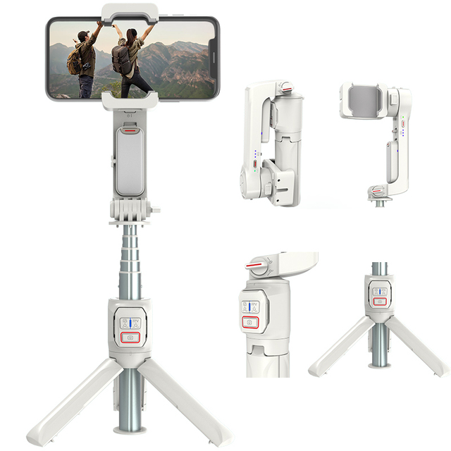 A10 Portable Handheld Gimbal Stabilizer for Smartphone Selfie Stick With LED Light Broadcast Tripod for Tiktok