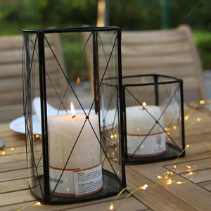 Boîte de pilier de bougie ouragan en verre plié en métal fait à la main support votif conception personnalisable impression de découpe pour la maison de mariage - Product Image 2