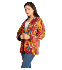 Cotton Hand Embroidered & Print <b>Jacket</b> Women Casual Clothing Winter Warm Wear <b>Jacket</b> Cotton Quilted V-Neck Party Wear Coat - Product Image 5