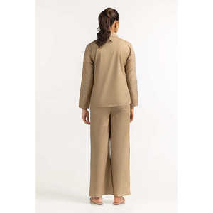 เสื้อเบลาส์สีกากี รุ่น WM-BLS23-006 สำหรับสุภาพสตรี ไซส์ XL เสื้อคลุมแบบเป็นทางการ คอระบาย แต่งเลื่อม ปักลายลูกไม้ ถักนิตติ้ง ทรงหลวม สีพื้น - Product Image 3