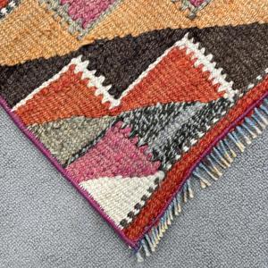 Turkish <b>Runner</b> Rug 2.8x9.3 ft (86x284 cm), Herki <b>Red</b> Solid Vintage Rug - Product Image 4