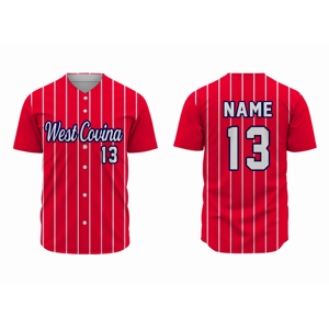 Maillot de baseball Knights pour homme, bleu rayé, sublimé, anti-humidité, manches courtes, uniforme adulte, col en V, boutons sur le devant - Product Image 5