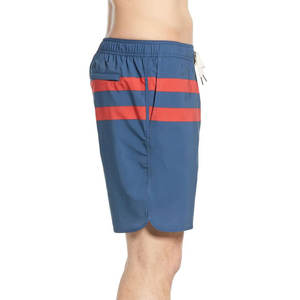 Shorts de bain pour hommes Bleu ardoise Triple rayure horizontale UPF 50 Plus Protection solaire Séchage rapide Shorts en polyester/coton écologiques - Product Image 4