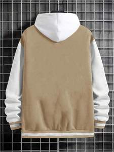 Chaqueta universitaria de lana para hombre con bordado personalizado y eslogan gráfico Stand Collar Button down Bomber Baseball Coat con bolsillos - Product Image 6