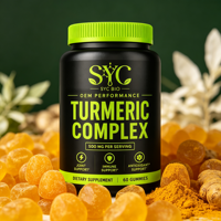 Gummies Antioxydantes au Curcuma OEM, Formule 500mg, Absorption Ultra-Élevée, 60 Capsules pour la Santé des Os et des Articulations des Adultes