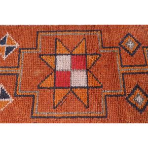 3x10.3 ft Turkish Rug, Vintage <b>Runner</b> Rug, Orange <b>Red</b> Animal Print Rug - Product Image 5