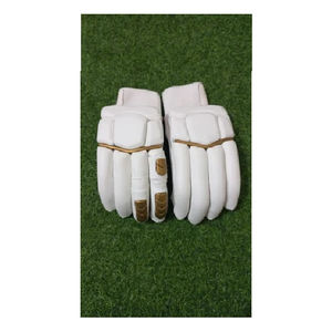 Gants de cricket en cuir PU blanc de taille moyenne de haute qualité avec motif uni à prix économique pour l'Inde - Product Image 1