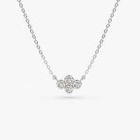 Collier en or massif 18 carats à quatre pierres avec grappe de diamants Chaîne fine en or pour femmes Bijoux naturels avec lunette en solitaire certifiée IGI
