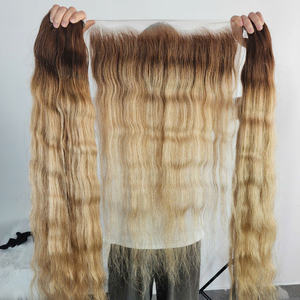 PREMIUM SDD 100% Extensiones de cabello humano crudo vietnamita Deep Wave Ombre Blonde y 13x4 frontal Hd encaje Longitudes 10-30 pulgadas - Product Image 2