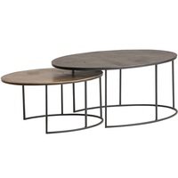 Ensemble de table basse ovale moderne pour salon, finition antique en laiton, table centrale ovale de faible hauteur pour meubles de chambre à coucher