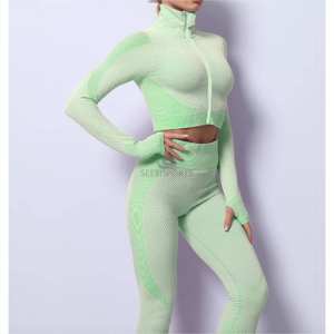 Vêtements de sport élégants avec fermeture éclair complète, nouveaux vêtements de sport taille haute, ensemble de vêtements de yoga confortables pour femmes avec service OEM - Product Image 2