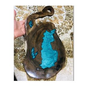 เขียงทำจากเรซิ่นทำด้วยมือมีแถบเรซินสีฟ้ามันวาวทำด้วยมือสำหรับร้านอาหารร้านกาแฟและผู้ที่ชื่นชอบการทำอาหารที่ทันสมัย - Product Image 6