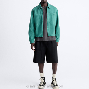 แจ็กเก็ตยีนส์สำหรับผู้ชายเสื้อครอปแบบมีปกเสื้อยีนส์ออกแบบได้ตามต้องการ - Product Image 6