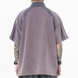 OEM Custom Screen Printing Heavy Weight Oversized <b>t</b> <b>Shirt</b> Vintage Washed Distressed Embroidery logo <b>POLO</b> <b>t</b> <b>Shirt</b> for Men - Product Image 2