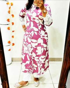 Kurti Étnico Contemporáneo para Mujer, de Seda Georgette con Bordado Intenso, Diseño Moderno, Calidad de Exportación India, Hecho a Medida, Viscosa - Product Image 3