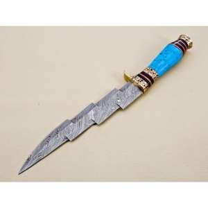 Manche en palissandre de haute qualité à la main damas lame fixe couteau de chasse couteau de poche avec gaine gaine en cuir - Product Image 6