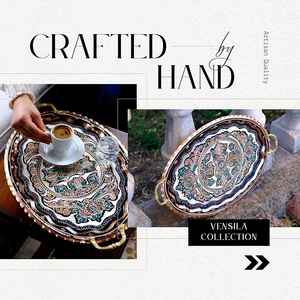 AALIYAN IMPEX-Bandeja de cobre impresa artesanal con diseño de borde rústico para decoración de cafetería y restaurante a precio mayorista - Product Image 3