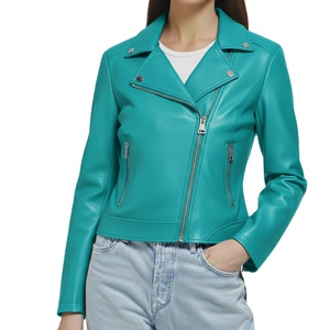 Veste d'hiver ajustée, design personnalisé, nouveau style, cuir véritable de qualité supérieure, col montant uni, fermeture éclair, taille luxe pour femmes - Product Image 6
