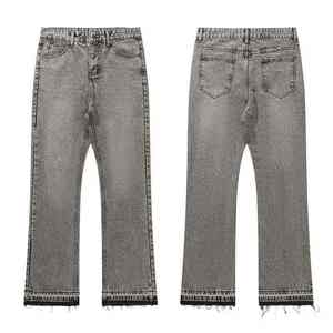Jeans Ajustados Rotos de Color Sólido de Moda Otoño Invierno 2025 para Hombre, Estilo Urbano con Agujeros Desgastados, Estilo Urbano de Alta Gama, Tejido - Product Image 1