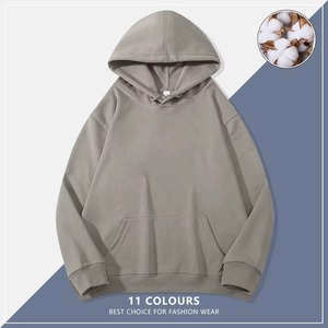 Customized Embroidery Logo Hooded Sweater Men's Loose Size Autumn Cotton Sweatshirt High Quality <b>Tops</b> Male Hip Hop Pullover - Product Image 3