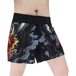 Short MMA décontracté pour homme pour l'entraînement de boxe et de fitness; pantalon en toile respirant avec motif brodé - Product Image 4