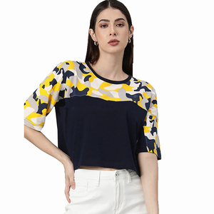 Haute qualité haut court femmes autour du cou à manches courtes logo conception femme 2020 été mode nouveau haut court - Product Image 2