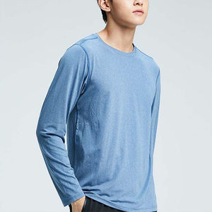 Camisetas de hombre cuello redondo algodón en blanco Camisetas Básicas de manga larga tela personalizada OEM bloque de color sólido camisetas de manga larga - Product Image 3