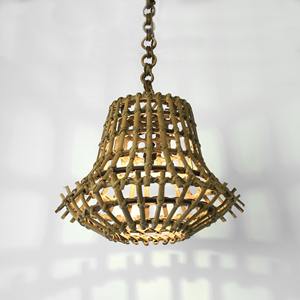 Lampe à suspension en rotin de style moderne du milieu du siècle Décor à la maison classique avec abat-jour rond en métal en forme de cloche en bambou - Product Image 4