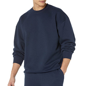 Sudadera de Cuello Redondo Azul Marino para Hombre, Corte Regular, 100% Algodón, Felpa, Estilo Casual, Color Sólido, Manga Larga, Tejida, para Invierno - Product Image 2