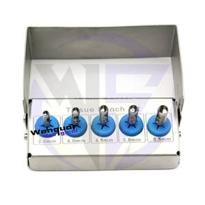 Ensemble de poinçons pour tissus dentaires chirurgicaux (6 pièces) avec porte-fraise Kit d'implant chromé or/bleu fraises de dentiste vente d'instruments de chirurgie - Product Image 2