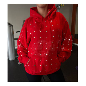 Nouveau sweat à capuche tendance pour homme grande taille, uni, hiver, avec strass et logo personnalisé, en tissu de coton respirant - Product Image 1