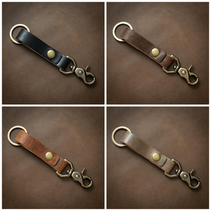 Porte-clés en cuir de vachette véritable avec mousqueton en cuir véritable avec logo personnalisé pour les portefeuilles clés - Product Image 6